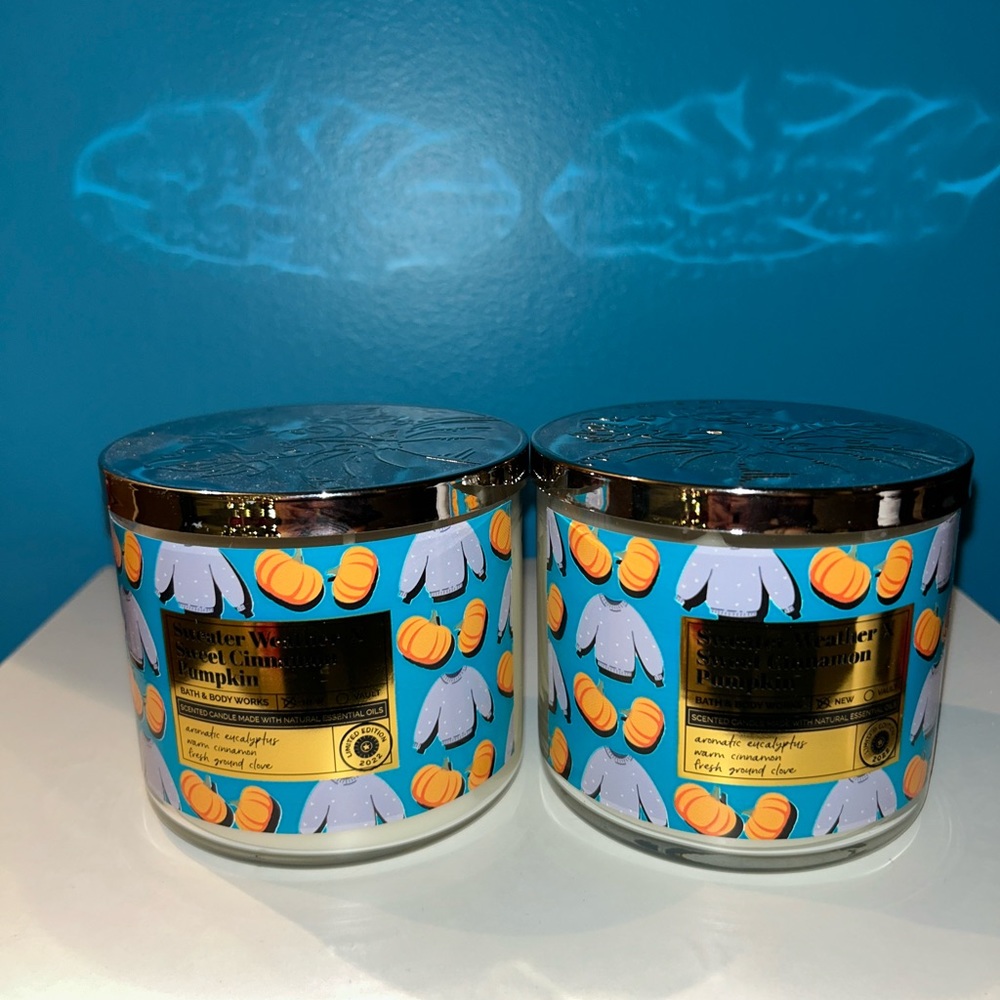 Bath and body works sweater weather/sweet cinnamon pumpkin candle